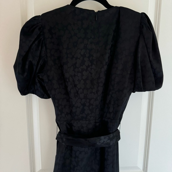 Sachin & Babi Black Puff Sleeve Ruffle Front Belted Rylee Midi Dress | 6 - Picture 7 of 9